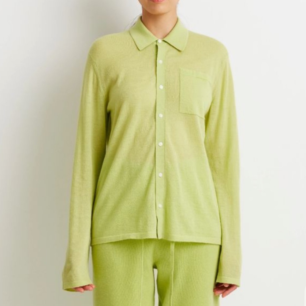 Guest in Residence cashmere showtime shirt in lime green